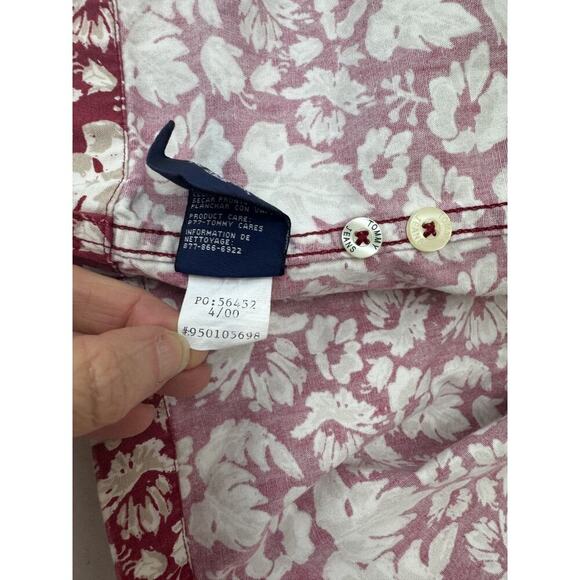 Y2K Vintage Tommy Hilfiger Hawaiian Shirt Button Down Floral Men XL Locker Loop - Picture 4 of 10